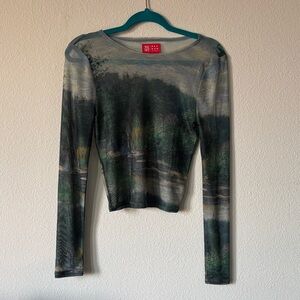 PacSun Impressionist Painting Manet Nature-Inspired Long Sleeve Top